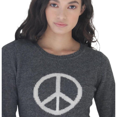 Oats Cashmere Ladies Peace Sweater - Charcoal
