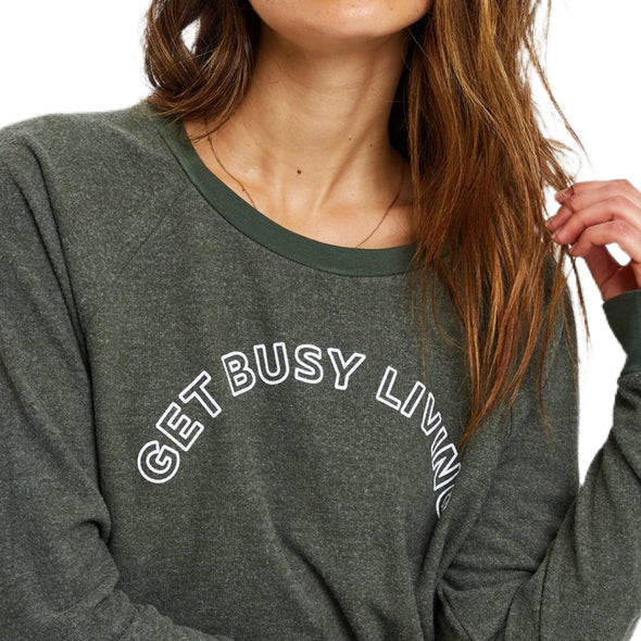 Sol Angeles Get Busy Living Pullover - Olive. 