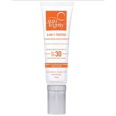Suntegrity Skincare 5 in 1 Natural Moisturizing Face Sunscreen - Tinted Broad Spectrum SPF30